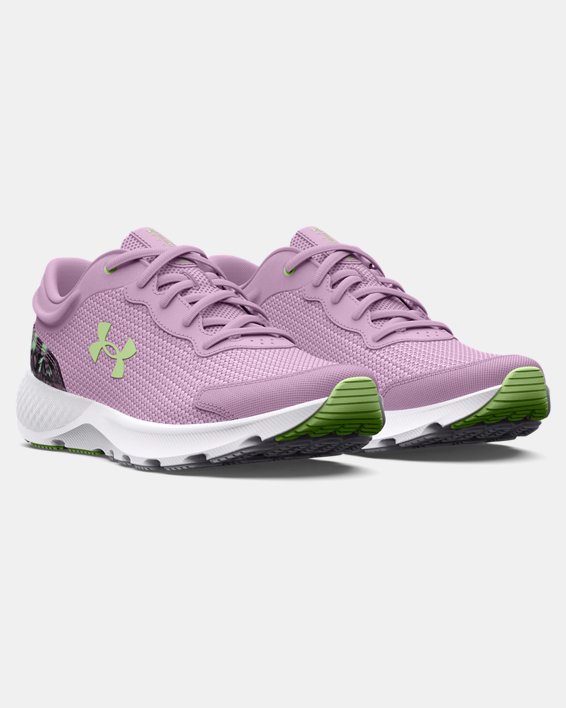 Girls' Grade School UA Charged Escape 4 Printed Running Shoes, Purple, pdpMainDesktop image number 3